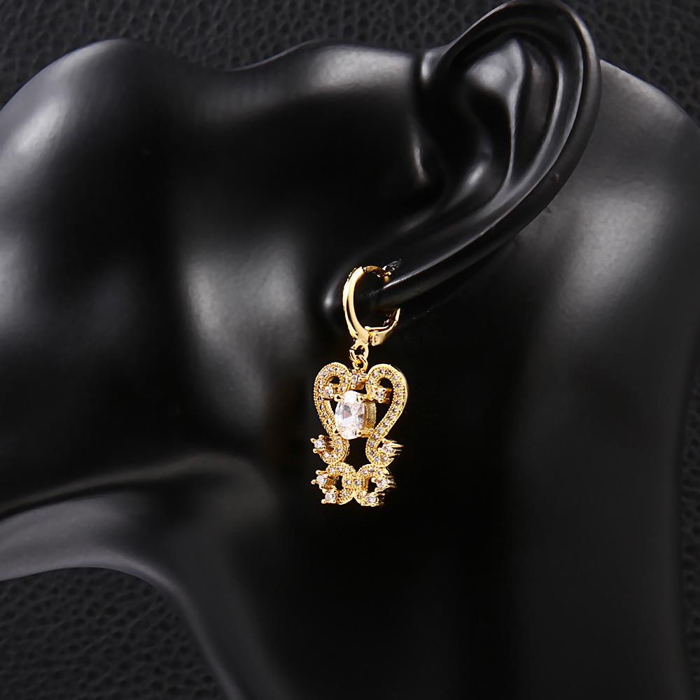 Wholesale Gold Color Carve patterns zircon Women Dangle Earrings Elegant Lady Female wedding Party Jewelry TGGPDE174 3