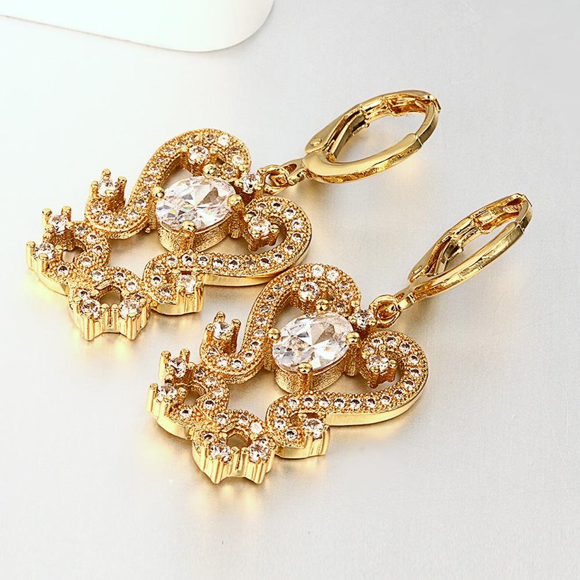 Wholesale Gold Color Carve patterns zircon Women Dangle Earrings Elegant Lady Female wedding Party Jewelry TGGPDE174 4