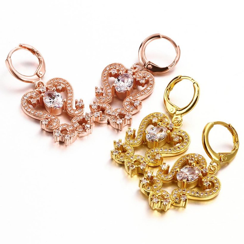 Wholesale Gold Color Carve patterns zircon Women Dangle Earrings Elegant Lady Female wedding Party Jewelry TGGPDE174 5