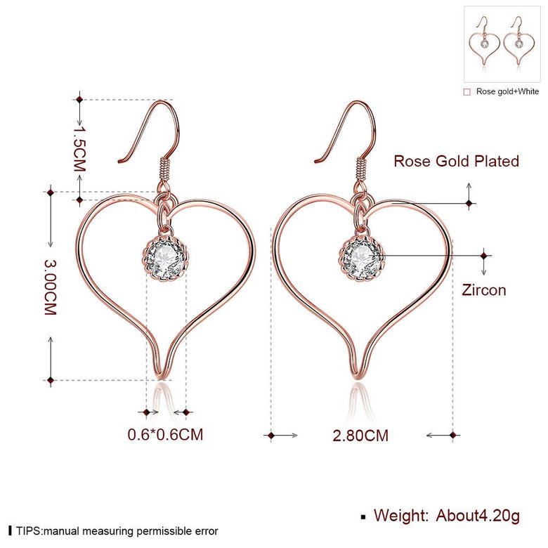 Wholesale Hot selling women Drop Earrings Hollow Out heart shape zircon Lovely Jewelry for Girls High Quality Accessories TGGPDE186 3