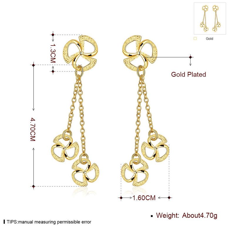 Wholesale Vintage Trendy Gold Color Long Tassel Drop Earrings for Women high quaity clover shape Dangle Earring  TGGPDE187 0