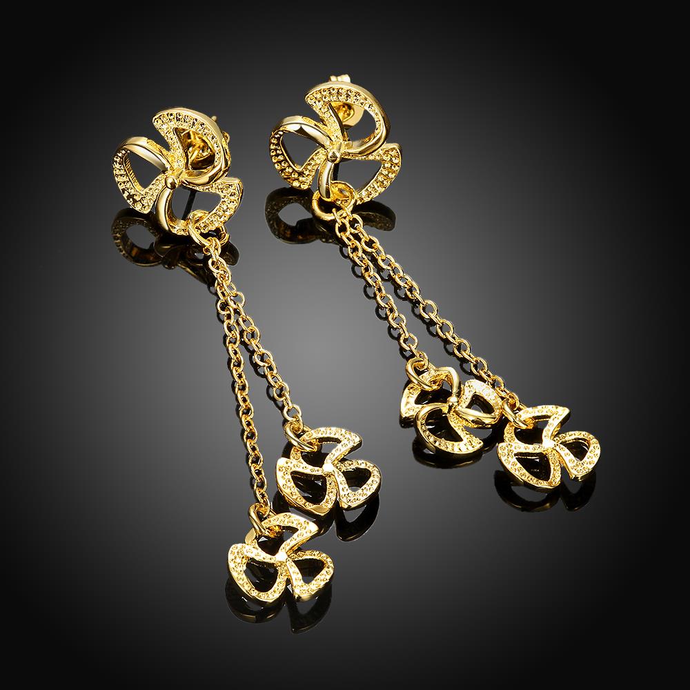 Wholesale Vintage Trendy Gold Color Long Tassel Drop Earrings for Women high quaity clover shape Dangle Earring  TGGPDE187 1