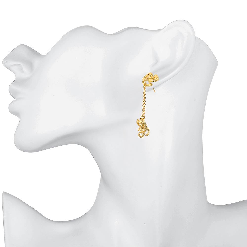 Wholesale Vintage Trendy Gold Color Long Tassel Drop Earrings for Women high quaity clover shape Dangle Earring  TGGPDE187 4