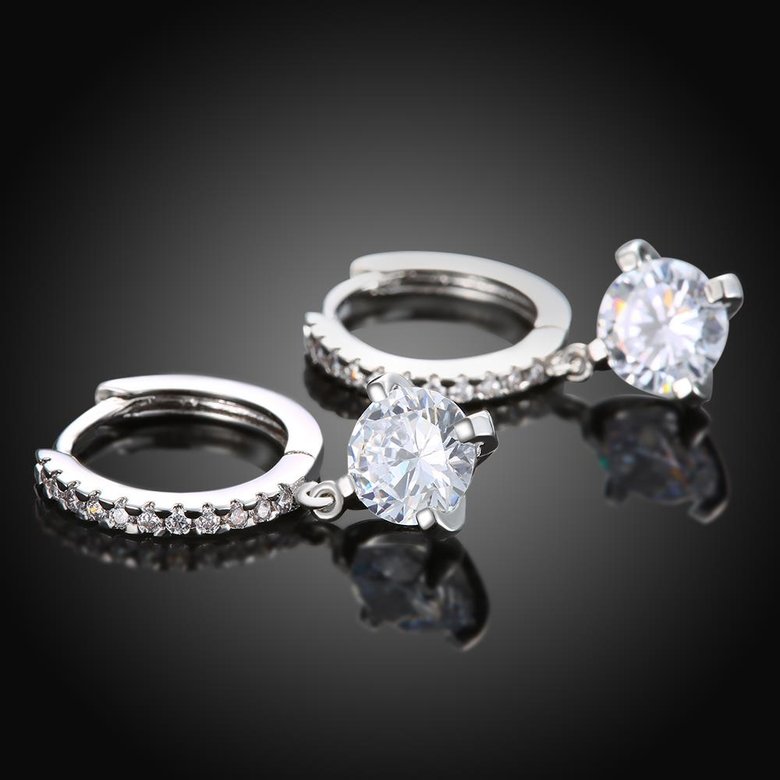 Wholesale  New Trendy Luxury Silver Color Drop Earring Wedding Bridal Accessories Shine Zircon Stone Elegant Women Jewelry TGGPDE189 0