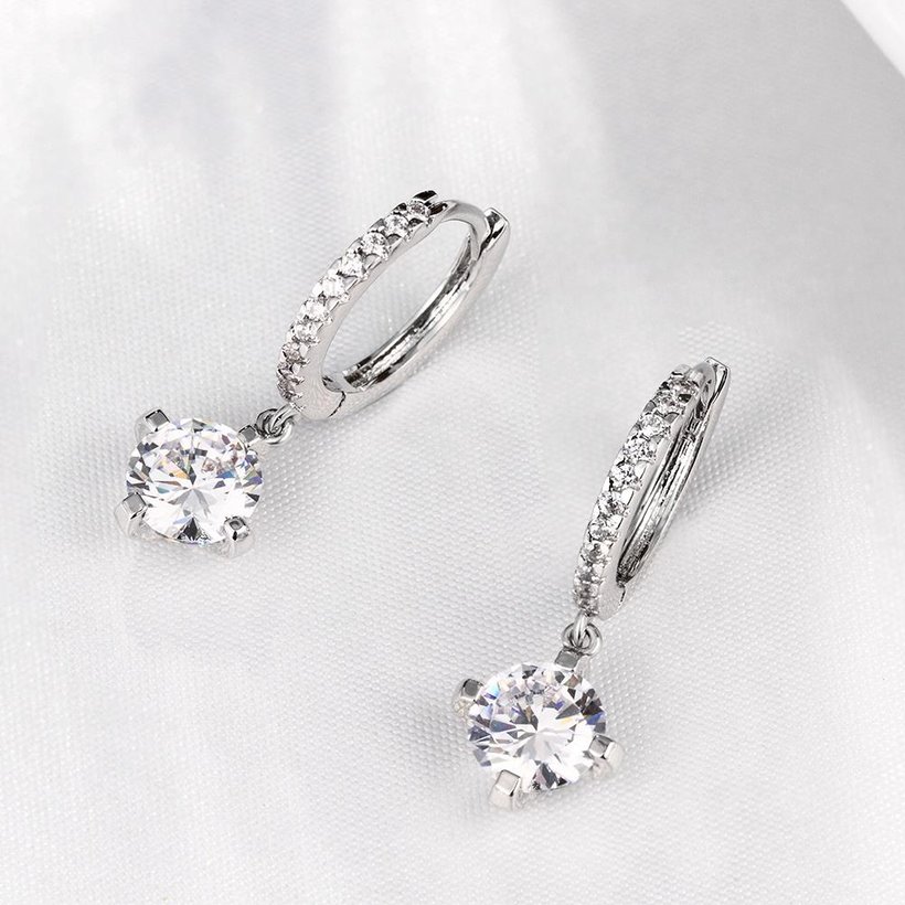 Wholesale  New Trendy Luxury Silver Color Drop Earring Wedding Bridal Accessories Shine Zircon Stone Elegant Women Jewelry TGGPDE189 1