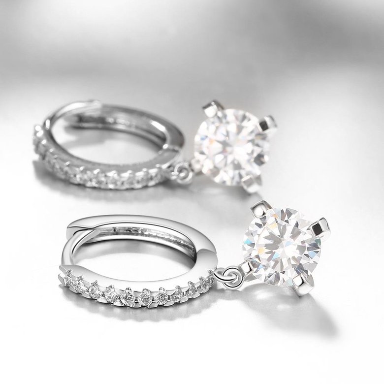 Wholesale  New Trendy Luxury Silver Color Drop Earring Wedding Bridal Accessories Shine Zircon Stone Elegant Women Jewelry TGGPDE189 3