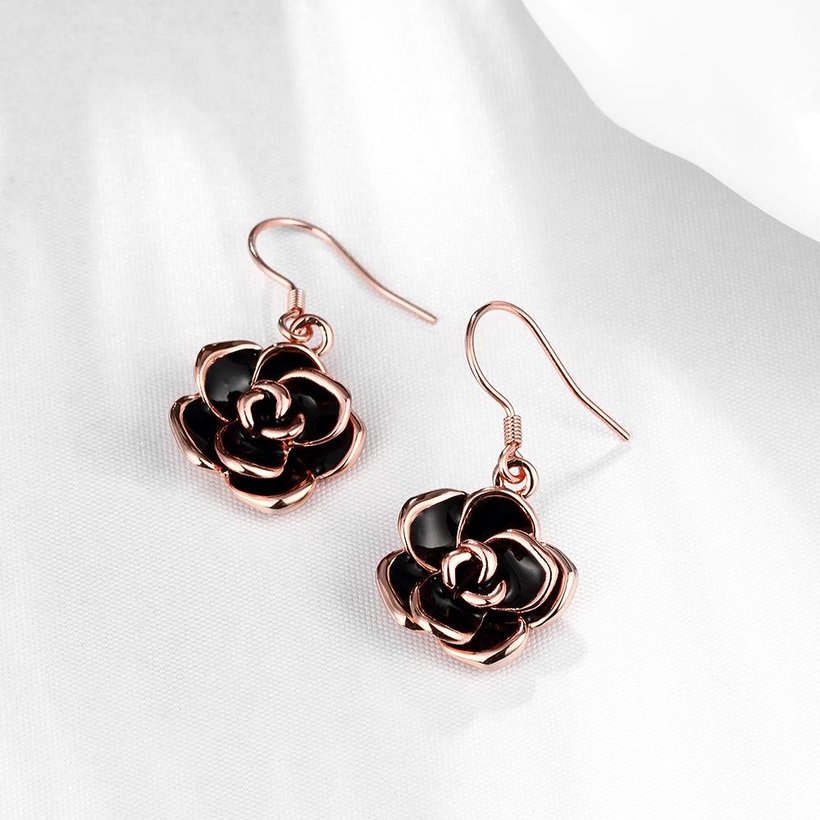 Wholesale Romantic Rose Flower black Earrings for Women Charming Wedding  Earring Female Jewelry fine Gifts TGGPDE191 2