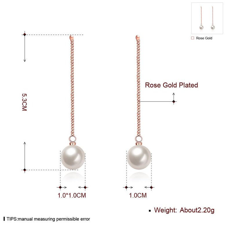 Wholesale New Fashion rose gold earring white pearl Long Earrings romantic Cute for Women Wedding fine Jewelry TGGPDE019 0