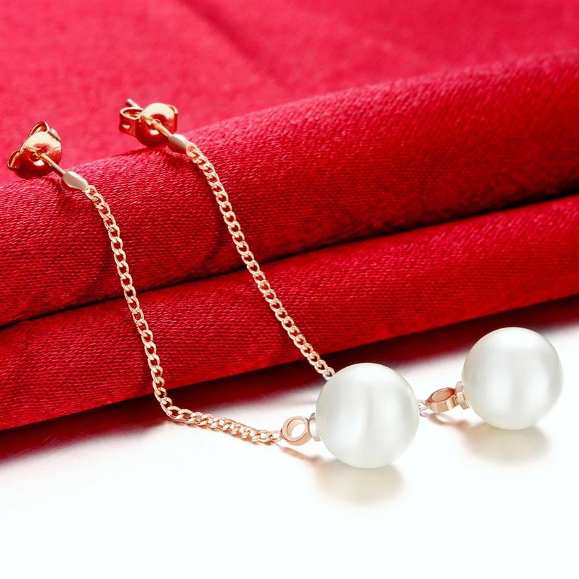 Wholesale New Fashion rose gold earring white pearl Long Earrings romantic Cute for Women Wedding fine Jewelry TGGPDE019 2