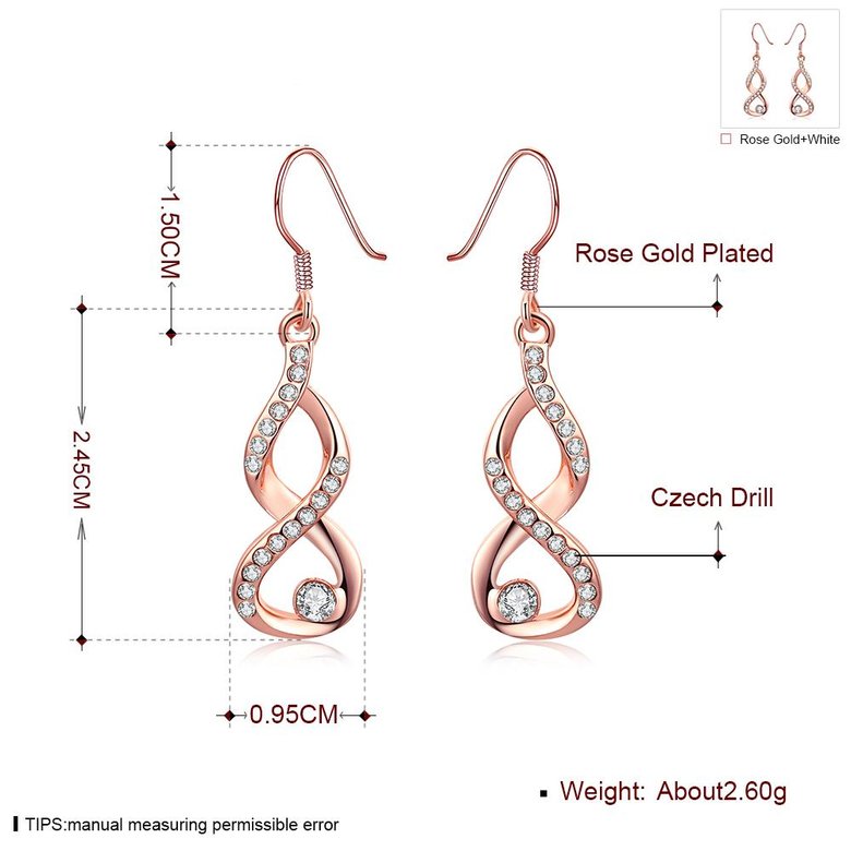 Wholesale Fashion simple Zirconia dangle Earrings rose Gold Color Plated 8 Shape Geometric Earrings for Women Jewelry Gifts TGGPDE003 0