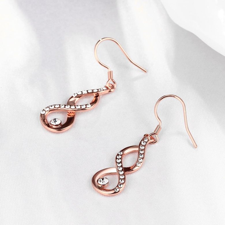 Wholesale Fashion simple Zirconia dangle Earrings rose Gold Color Plated 8 Shape Geometric Earrings for Women Jewelry Gifts TGGPDE003 2