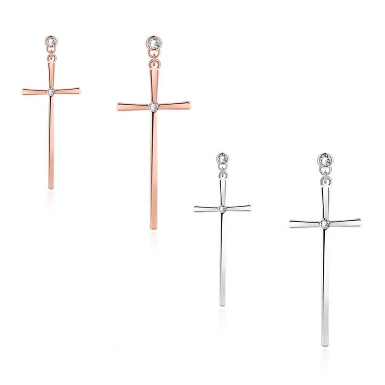 Wholesale Cross Earrings for Women rose Gold Color high quality zircon Earrings hot selling Religious Jewelry TGGPDE028 0