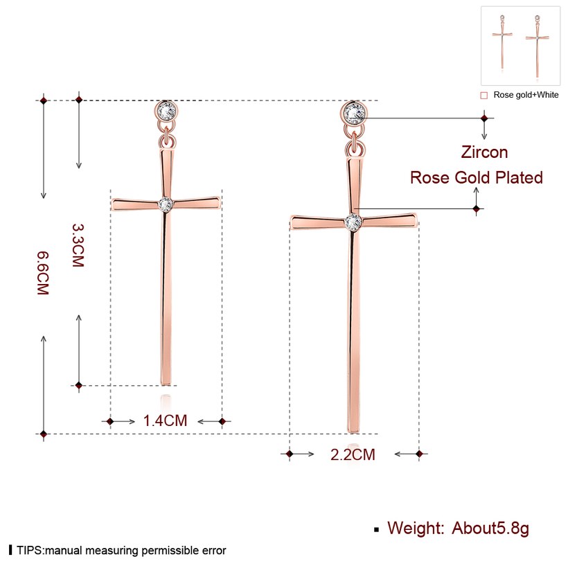 Wholesale Cross Earrings for Women rose Gold Color high quality zircon Earrings hot selling Religious Jewelry TGGPDE028 2