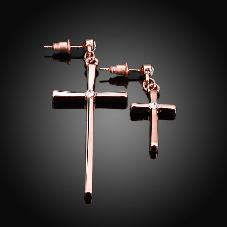 Wholesale Cross Earrings for Women rose Gold Color high quality zircon Earrings hot selling Religious Jewelry TGGPDE028 3