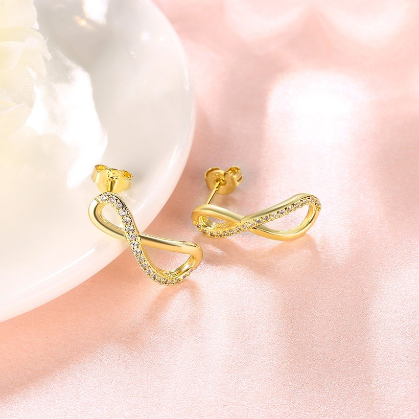 Wholesale Romantic 24k Gold  Geometric White CZ Dangle Earring delicate Modern Jewelry Gift TGGPDE029 2