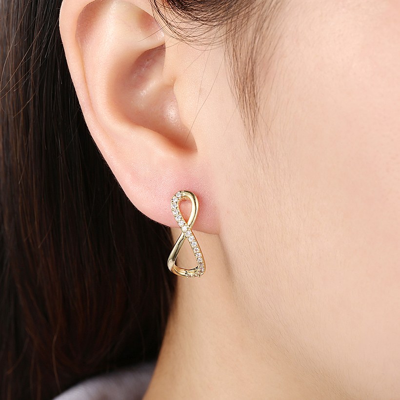 Wholesale Romantic 24k Gold  Geometric White CZ Dangle Earring delicate Modern Jewelry Gift TGGPDE029 4