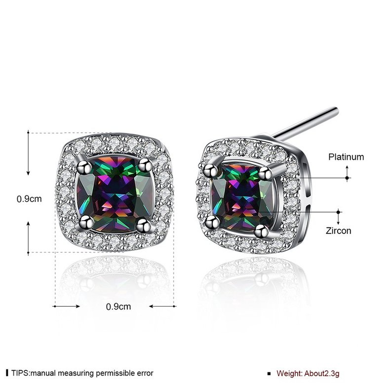 Wholesale Luxury popular Crystal Black Zircon Stone Earrings Square Earrings Silver Color Wedding Earrings For Women TGGPE006 0