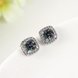 Wholesale Luxury popular Crystal Black Zircon Stone Earrings Square Earrings Silver Color Wedding Earrings For Women TGGPE006 1 small