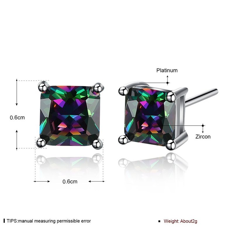 Wholesale Retro Luxury popular Crystal Black Zircon Stone Earrings Multicolour Square Earrings Silver Color Wedding Earrings For Women TGGPE007 0