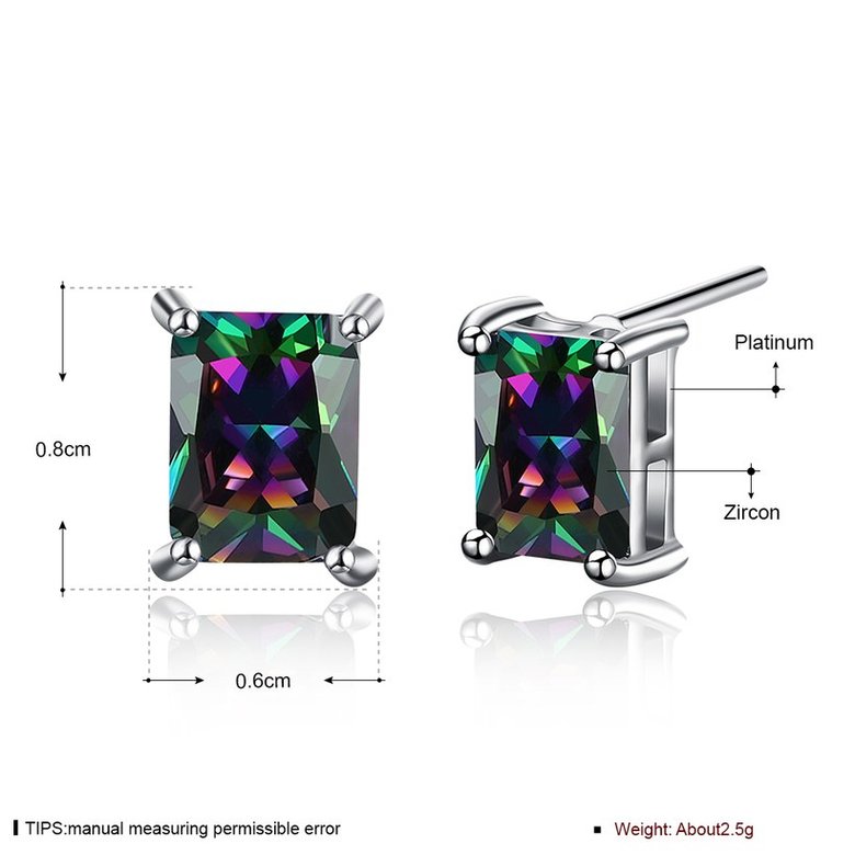 Wholesale Luxury popular Crystal Black Zircon Stone Earrings Multicolour Square Earrings Silver Color Wedding Earrings For Women TGGPE008 0