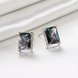 Wholesale Luxury popular Crystal Black Zircon Stone Earrings Multicolour Square Earrings Silver Color Wedding Earrings For Women TGGPE008 2 small