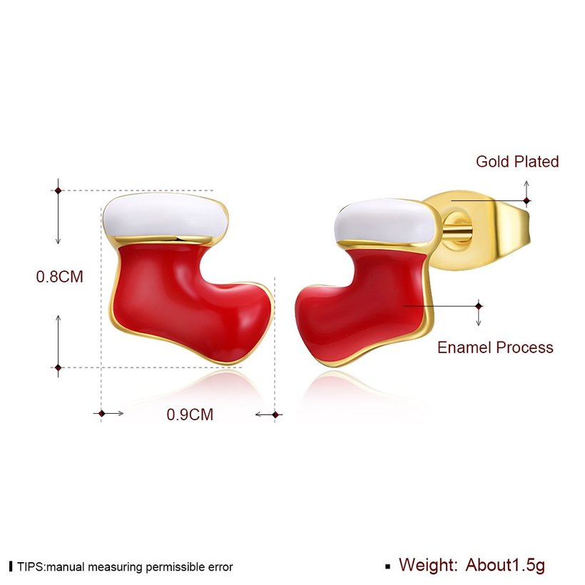 Wholesale Fashion Gold Christmas Stock Stud Earring Cute Red Enamel Earrings For Women Christmas present Jewelry  TGGPE393 4