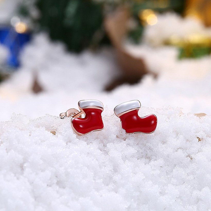 Wholesale Popular Christmas Earrings Series Simple Christmas Stocking Earrings cute Alloy Oil Drop Snowflake Ear Stud TGGPE279 2