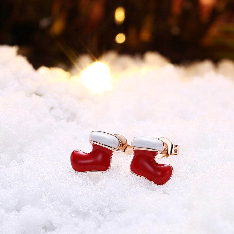 Wholesale Popular Christmas Earrings Series Simple Christmas Stocking Earrings cute Alloy Oil Drop Snowflake Ear Stud TGGPE279 3