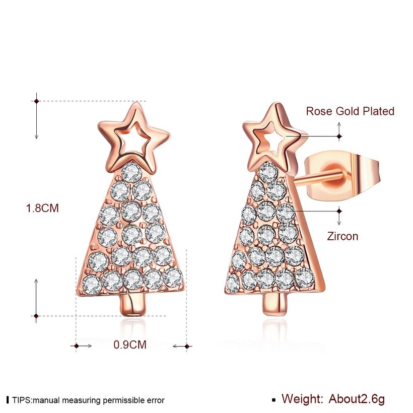 Wholesale Popular cute Rose Gold Christmas Tree Stud Earring Crystal Earrings For Women Fine Jewelry Earrings Present TGGPE294 4