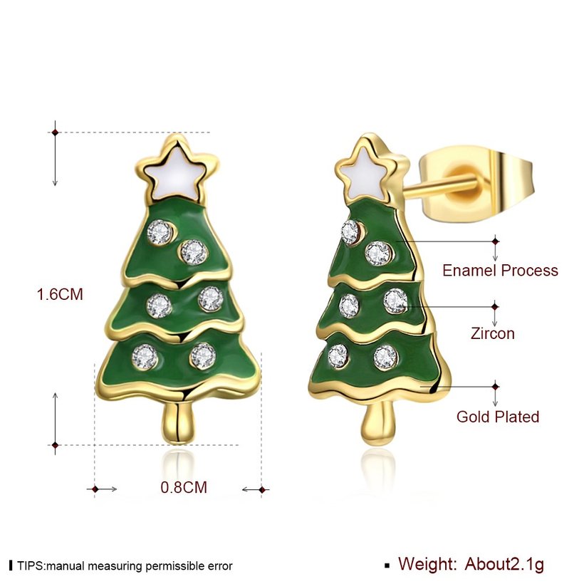 Wholesale Popular cute Gold green Christmas Tree Stud Earring Crystal star Earrings For Women Fine Jewelry Earrings Present TGGPE300 4