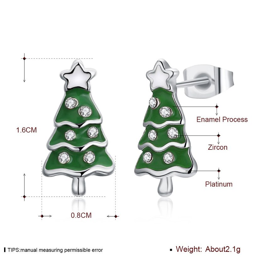 Wholesale Popular cute Gold green Christmas Tree Stud Earring Crystal star Earrings For Women Fine Jewelry Earrings Present TGGPE306 4