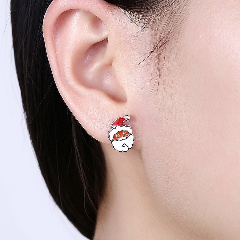 Wholesale Classic Platinum Christmas Santa Claus Deer Stud Earring TGGPE314 0