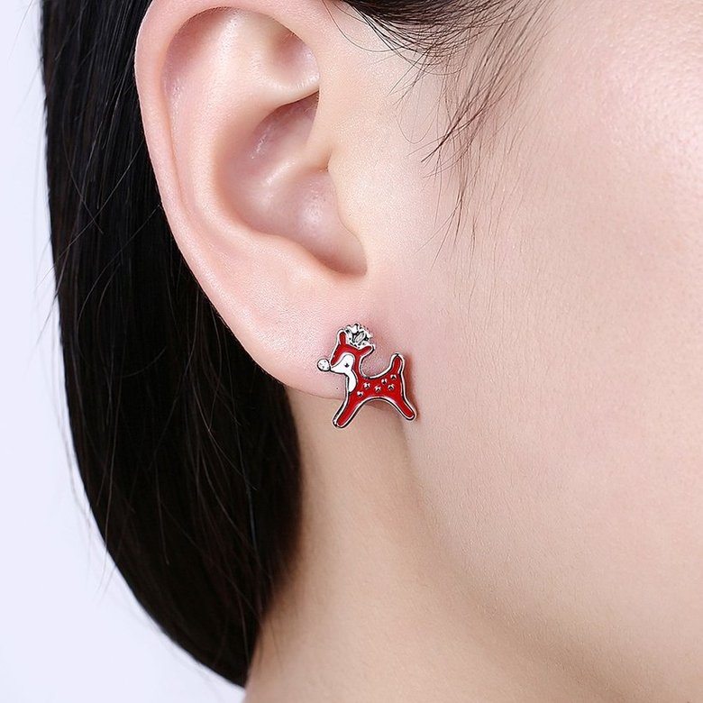 Wholesale Classic Platinum Christmas Santa Claus Deer Stud Earring TGGPE314 1