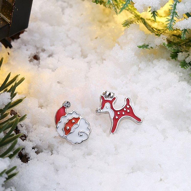 Wholesale Classic Platinum Christmas Santa Claus Deer Stud Earring TGGPE314 2