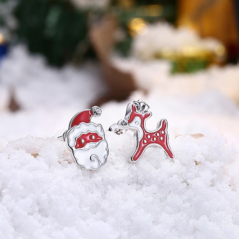 Wholesale Classic Platinum Christmas Santa Claus Deer Stud Earring TGGPE314 3