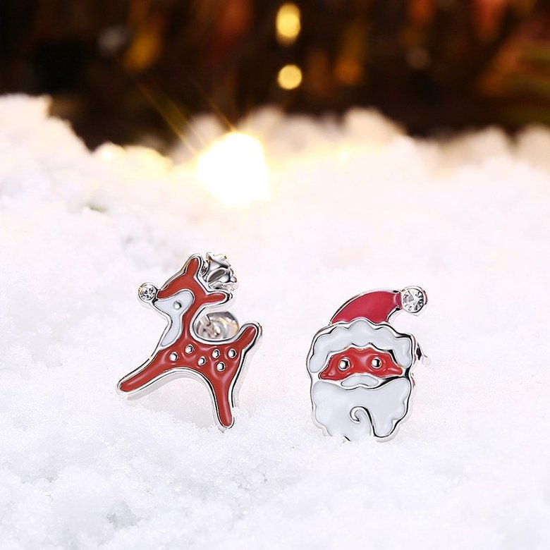 Wholesale Classic Platinum Christmas Santa Claus Deer Stud Earring TGGPE314 4