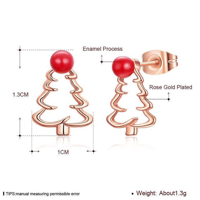 Wholesale Classic rose gold hollow out Christmas Tree Stud Earring For Women Fine Jewelry Earrings Present TGGPE320 4