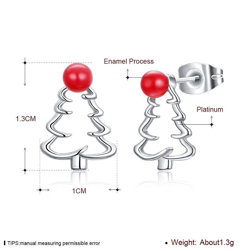 Wholesale Classic Platinum hollow out Christmas Tree Stud Earring For Women Fine Jewelry Earrings Present TGGPE324 4