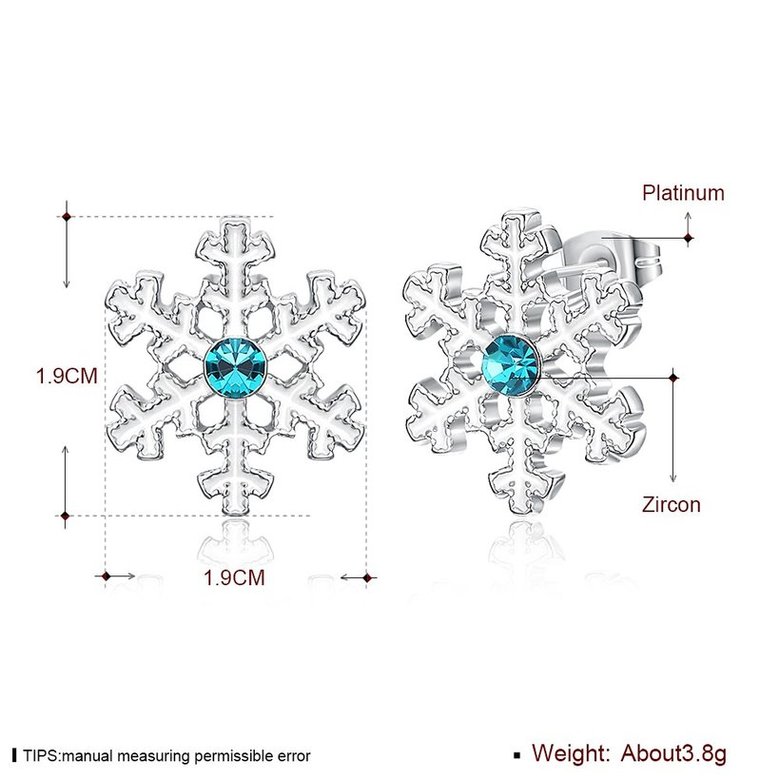 Wholesale Trendy cubic Zirconia silver color Snowflake Christmas Earrings luxury Fashion Blue Cz Crystal Earrings For Women Jewelry  TGGPE333 4