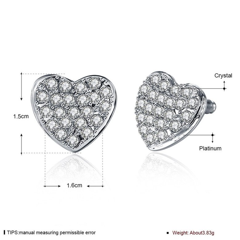 Wholesale Trendy Platinum Heart shape Stud Earring classic sparkling crystal Cubic Zircon Earrings high Quality jewelry wholesale TGGPE115 0