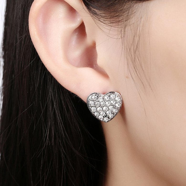 Wholesale Trendy Platinum Heart shape Stud Earring classic sparkling crystal Cubic Zircon Earrings high Quality jewelry wholesale TGGPE115 2