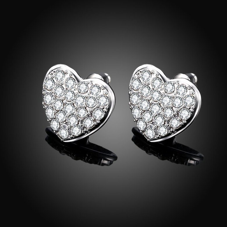 Wholesale Trendy Platinum Heart shape Stud Earring classic sparkling crystal Cubic Zircon Earrings high Quality jewelry wholesale TGGPE115 3
