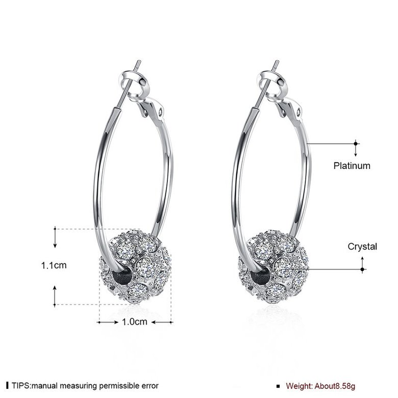 Wholesale Platinum Round Rhinestone Stud Drop Earrings For Women Making Wedding Fashion Jewelry Gift TGGPE117 0