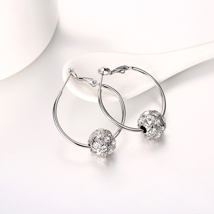 Wholesale Platinum Round Rhinestone Stud Drop Earrings For Women Making Wedding Fashion Jewelry Gift TGGPE117 2