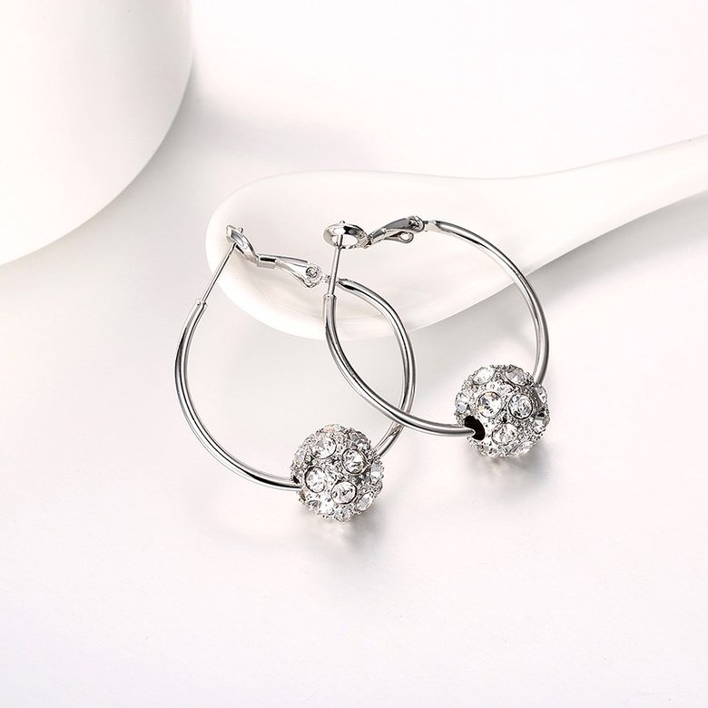 Wholesale Platinum Round Rhinestone Stud Drop Earrings For Women Making Wedding Fashion Jewelry Gift TGGPE117 2