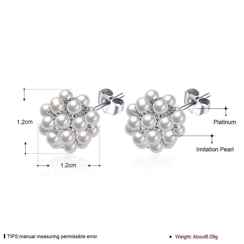 Wholesale New Fashion Platinum Round Stud Earring  Elegant Pearl Beads Earrings for women Wedding christmas jewelry TGGPE121 3