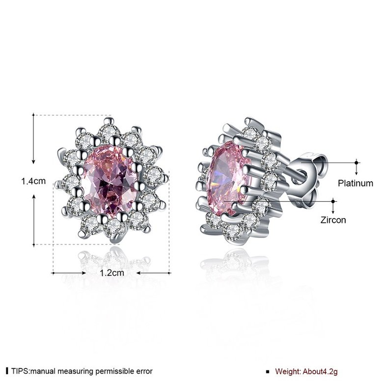 Wholesale Elegant Pink Zircon Earrings For Women Vintage sunflower Wedding Jewelry Gift TGGPE128 0