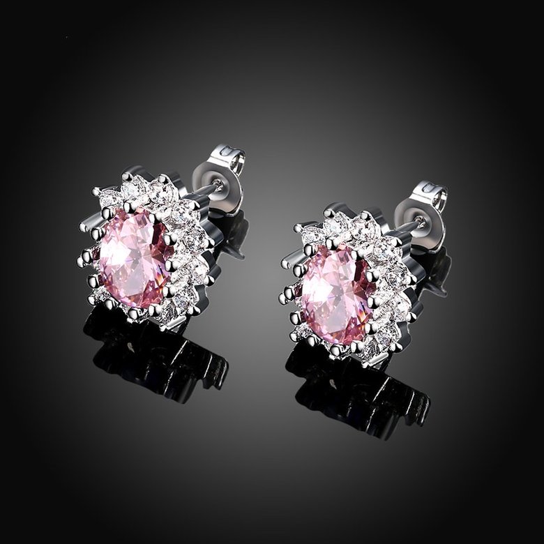 Wholesale Elegant Pink Zircon Earrings For Women Vintage sunflower Wedding Jewelry Gift TGGPE128 1