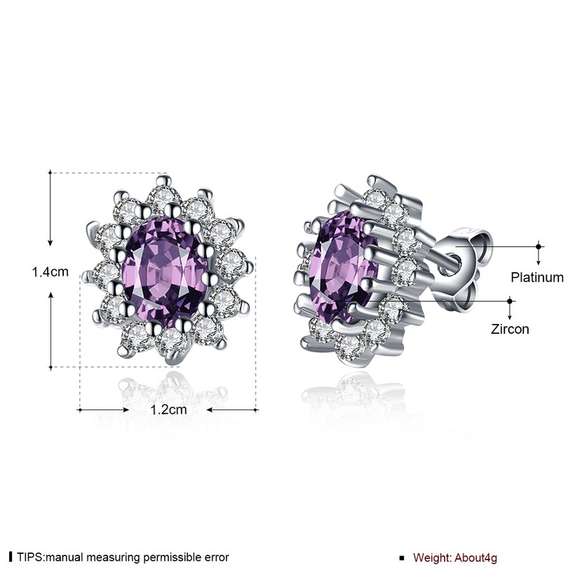 Wholesale Elegant Pink Zircon Earrings For Women Vintage sunflower Wedding Jewelry Gift TGGPE128 8