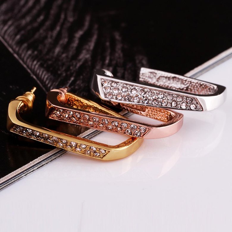 Wholesale Vintage Cubic Zirconia Stud Earrings HotSale Rose Gold Color Fashion Crystal Wedding party Jewelry For Women TGGPE138 3